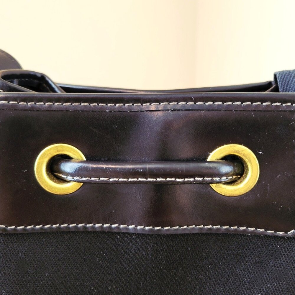 Vintage Dooney & Bourke Black Canvas Drawstring Tote | Made in USA - Picture 13 of 16